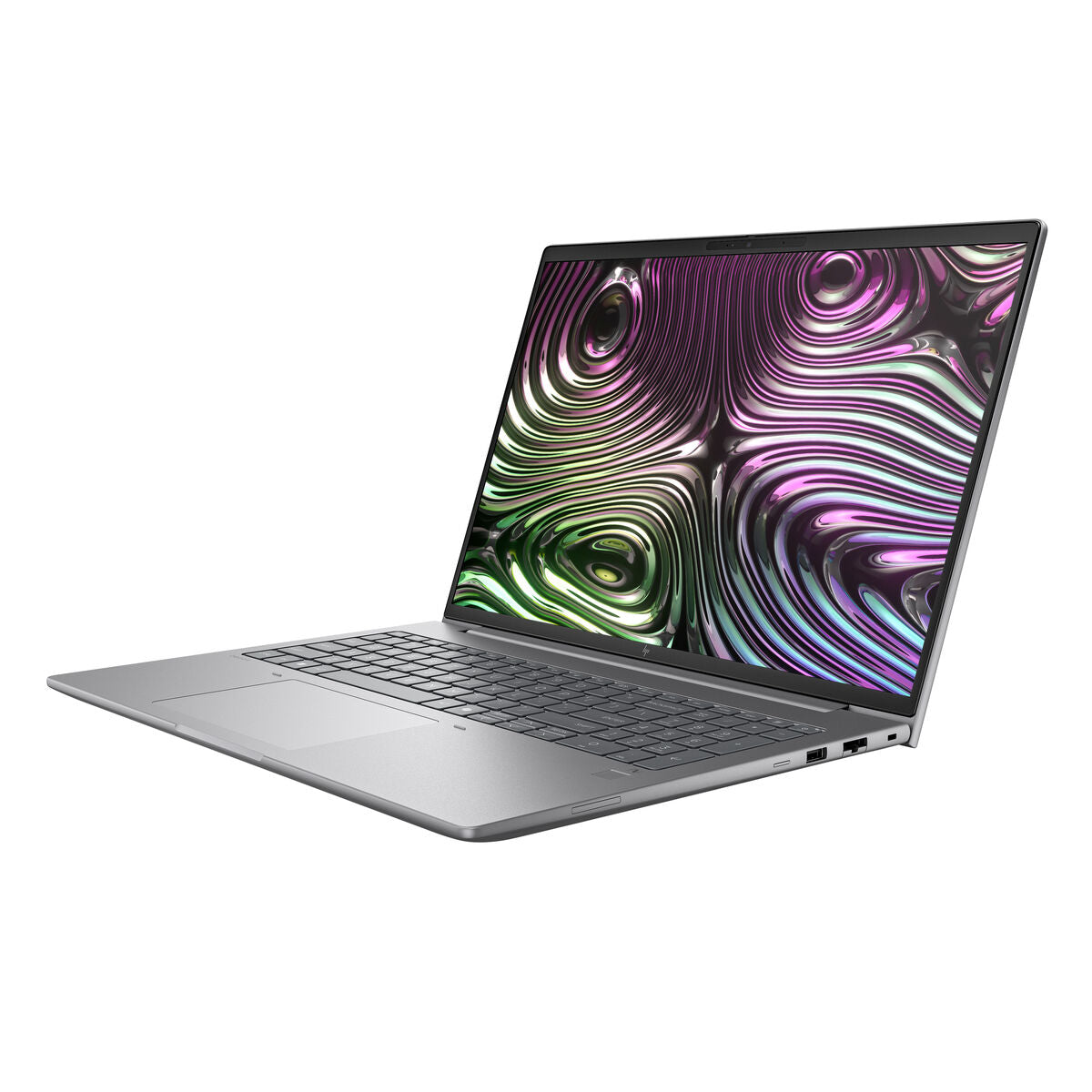 HP Laptop with sleek design and vibrant multicolored display, showcasing modern technology and aesthetics.