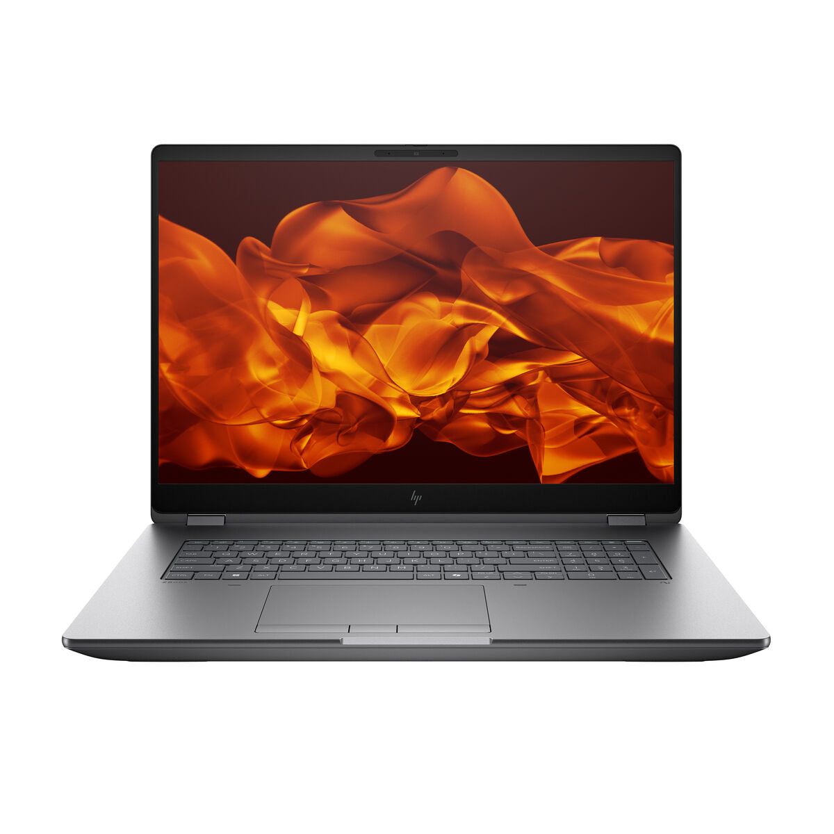 HP ZBook Fury laptop with vibrant orange background, ideal for high-performance mobile computing.