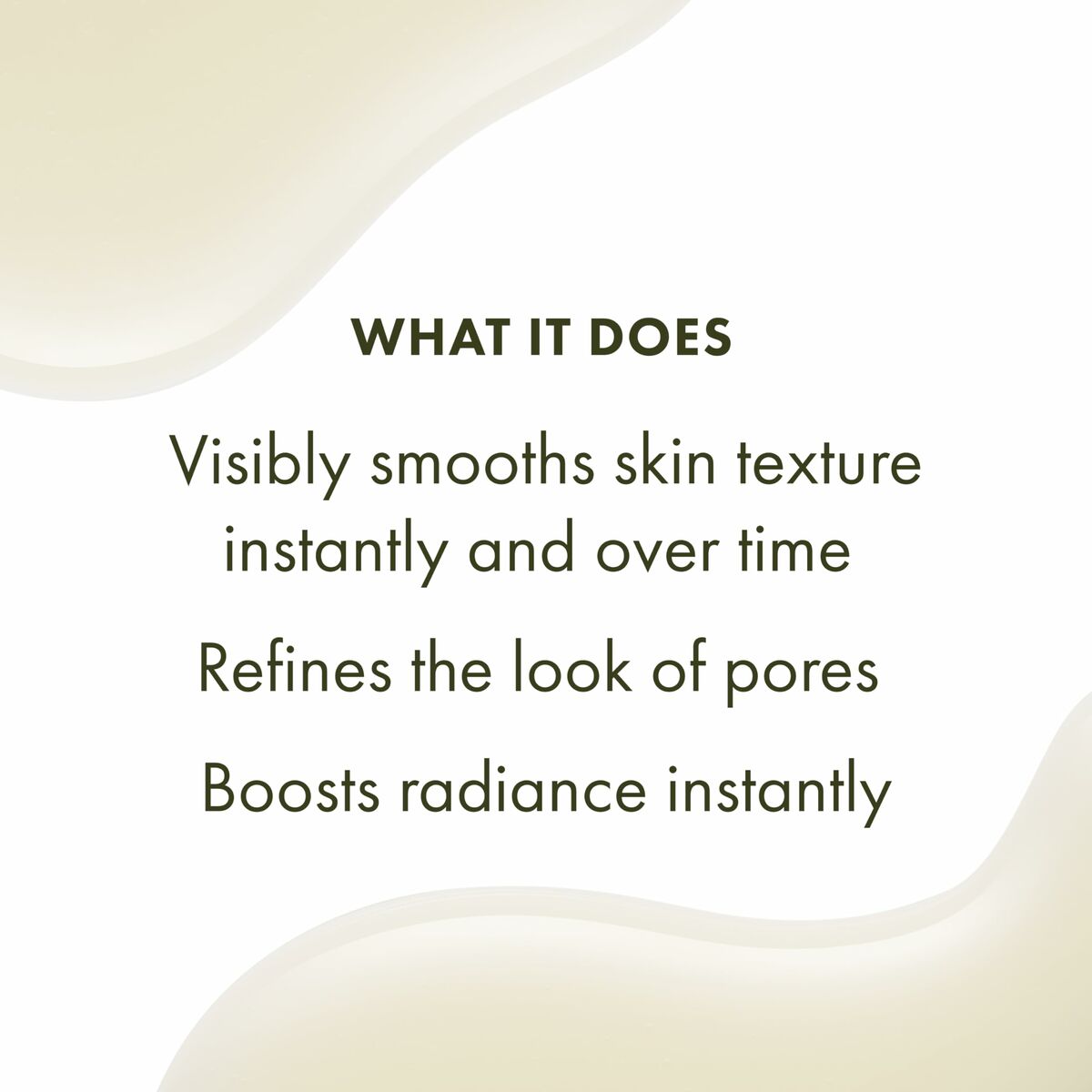 List of benefits for facial tonic: smooths skin texture, refines pores, boosts radiance.