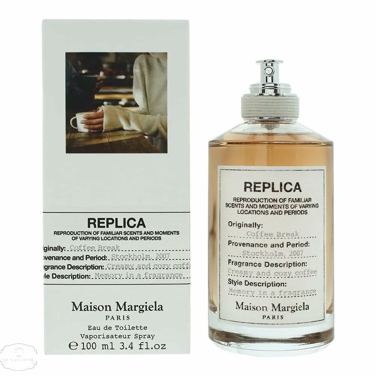 Maison Margiela REPLICA Coffee Break EDT 100 ml with box, showcasing unisex scent inspired by coffee moments.