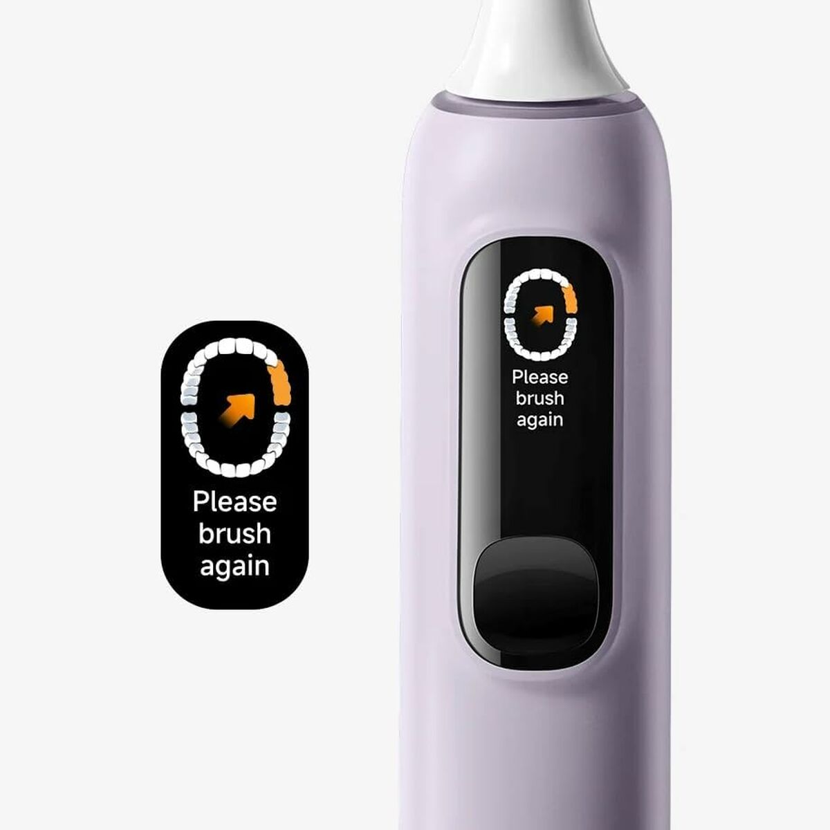 Xiaomi Electric Toothbrush Pro with user prompt for brushing display and indicator, in sleek lavender design.