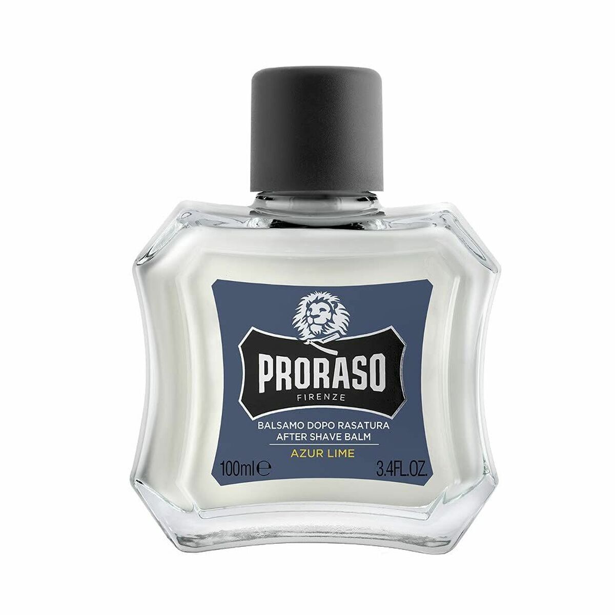 Baume après-rasage Proraso Blue 100 ml, soin du corps pour hommes, ingrédients naturels, packaging élégant.